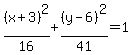 %28x%2B3%29%5E2%2F16%2B%28y-6%29%5E2%2F41=1