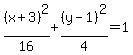 %28x%2B3%29%5E2%2F16+%2B+%28y-1%29%5E2%2F4=1