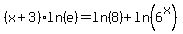 %28x%2B3%29ln%28e%29+=+ln%288%29+%2B+ln%286%5Ex%29