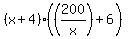 %28x%2B4%29%28%28200%2Fx%29%2B6%29