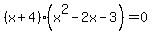 %28x%2B4%29%28x%5E2-2x-3%29+=+0