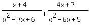 %28x%2B4%29%2F%28x%5E2-7x%2B6%29%2B%284x%2B7%29%2F%28x%5E2-6x%2B5%29