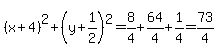 %28x%2B4%29%5E2%2B%28y%2B1%2F2%29%5E2=8%2F4%2B64%2F4%2B1%2F4=73%2F4