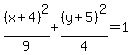 %28x%2B4%29%5E2%2F9%2B%28y%2B5%29%5E2%2F4=1