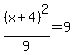 %28x%2B4%29%5E2%2F9=9