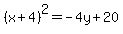%28x%2B4%29%5E2=-4y%2B20