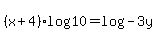 %28x%2B4%29log%2810%29=log%28-3y%29