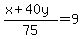 %28x%2B40y%29%2F75=9