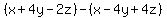 %28x%2B4y-2z%29-%28x-4y%2B4z%29