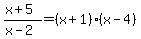 %28x%2B5%29%2F%28x-2%29=%28x%2B1%29%28x-4%29