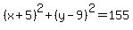 %28x%2B5%29%5E2%2B%28y-9%29%5E2=155