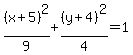 %28x%2B5%29%5E2%2F9%2B%28y%2B4%29%5E2%2F4=1