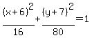 %28x%2B6%29%5E2%2F16%2B%28y%2B7%29%5E2%2F80=1