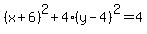 %28x%2B6+%29%5E2%2B+4%28y++-+4%29%5E2=4