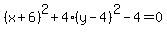 %28x%2B6+%29%5E2%2B+4%28y++-+4%29%5E2-4=0