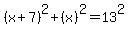 %28x%2B7%29%5E2%2B%28x%29%5E2=13%5E2