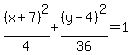 %28x%2B7%29%5E2%2F4%2B%28y-4%29%5E2%2F36=1