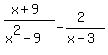%28x%2B9%29%2F%28x%5E2-9%29-%282%29%2F%28x-3%29