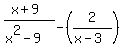 %28x%2B9%29%2F%28x%5E2-9%29-%282%2F%28x-3%29%29