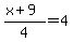 %28x%2B9%29%2F4+=+4