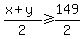 %28x%2By%29%2F2+%3E=+149%2F2