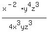 %28x%5E%28-2%29y%5E4z%5E3%29%2F%284x%5E3yz%5E3%29