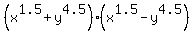 %28x%5E1.5+%2B+y%5E4.5%29%2A%28x%5E1.5+-+y%5E4.5%29