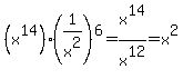 %28x%5E14%29%2A%281%2Fx%5E2%29%5E6+=+x%5E14%2Fx%5E12+=+x%5E2