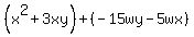 %28x%5E2%2B3xy%29%2B%28-15wy-5wx%29
