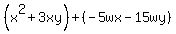 %28x%5E2%2B3xy%29%2B%28-5wx-15wy%29