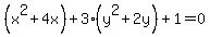 %28x%5E2%2B4x%29%2B3%28y%5E2%2B2y%29%2B1=0