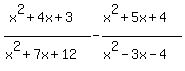 %28x%5E2%2B4x%2B3%29%2F%28x%5E2%2B7x%2B12%29-%28x%5E2%2B5x%2B4%29%2F%28x%5E2-3x-4%29