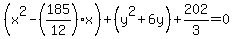 %28x%5E2-%28185%2F12%29x%29%2B%28y%5E2%2B6y%29%2B202%2F3=0