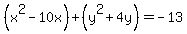 %28x%5E2-10x%29%2B%28y%5E2%2B4y%29=-13