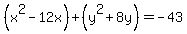 %28x%5E2-12x%29%2B%28y%5E2%2B8y%29+=+-43