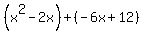 %28x%5E2-2x%29%2B%28-6x%2B12%29