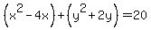 %28x%5E2-4x%29%2B%28y%5E2%2B2y%29=20