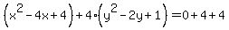 %28x%5E2-4x%2B4%29%2B4%28y%5E2-2y%2B1%29=0%2B4%2B4