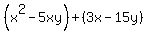 %28x%5E2-5xy%29%2B%283x-15y%29