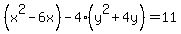 %28x%5E2-6x%29-4%28y%5E2%2B4y%29=11