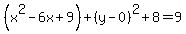 %28x%5E2-6x%2B9%29%2B%28y-0%29%5E2%2B8=9