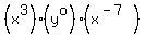 %28x%5E3%29%28y%5Eo%29%28x%5E%28-+7%29%29