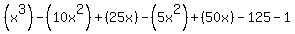 %28x%5E3%29-%2810x%5E2%29%2B%2825x%29-%285x%5E2%29%2B%2850x%29-125+-1