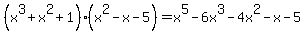 %28x%5E3%2Bx%5E2%2B1%29%28x%5E2-x-5%29=x%5E5-6x%5E3-4x%5E2-x-5