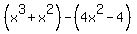%28x%5E3+%2B+x%5E2%29+-+%284x%5E2+-4%29