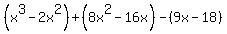 %28x%5E3-2x%5E2%29%2B%288x%5E2-16x%29-%289x-18%29