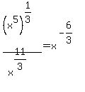 %28x%5E5%29%5E%281%2F3%29%2Fx%5E%2811%2F3%29=x%5E%28-6%2F3%29