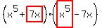 %28x%5E5%2Bhighlight%287x%29%29%28highlight%28x%5E5%29-7x%29