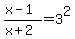 %28x+-+1%29%2F%28x+%2B+2%29+=+3%5E2
