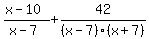 %28x+-+10%29%2F%28x+-+7%29+%2B+42%2F%28x+-+7%29%28x+%2B+7%29